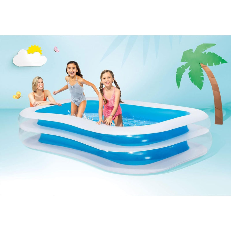 Swim Center Family Pool for 2-3 Kids, Backyard Splash Pool for Children 6+ Years Old, 198-Gallons, Blue & White
