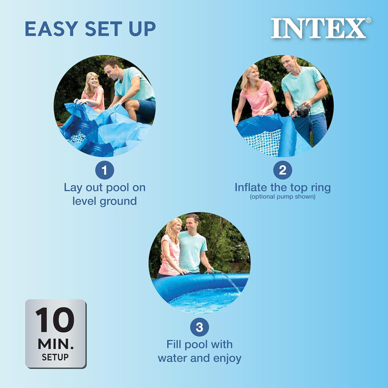 Intex 28121EH Easy Set 10 Foot by 30 Inch Round Inflatable Outdoor Backyard Above Ground Swimming Pool Set with 530 GPH Filter Pump, Blue